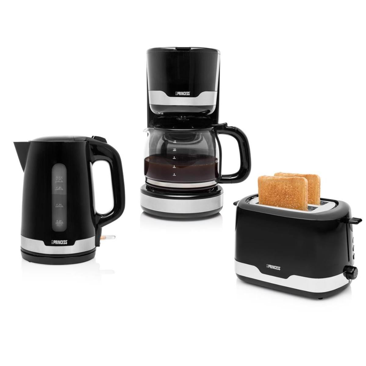 01.254101.09.001/Breakfast set toaster in black with a stainless steel finish jug kettle  stainless TURKISH / 1.7 L / BLACK
