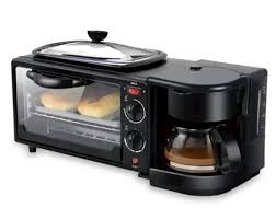 R.5308B / RAF 3 in 1 Breakfast Maker , Oven 9L, coffee maker 6 Cups , Fryer , Grill , 1250W , SteRel 1250 WATT / BLACK