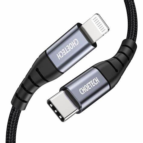 "IP0041/CHOETECH USB C to Lightning Cable 2m [MFi Certified] PD Fast Charging Cable Braided Data Syn Fast Charging / Black / N/A