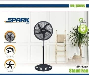 SF1623A / spark line Plastic stand Fan  18'' 58w BLACK / STAND