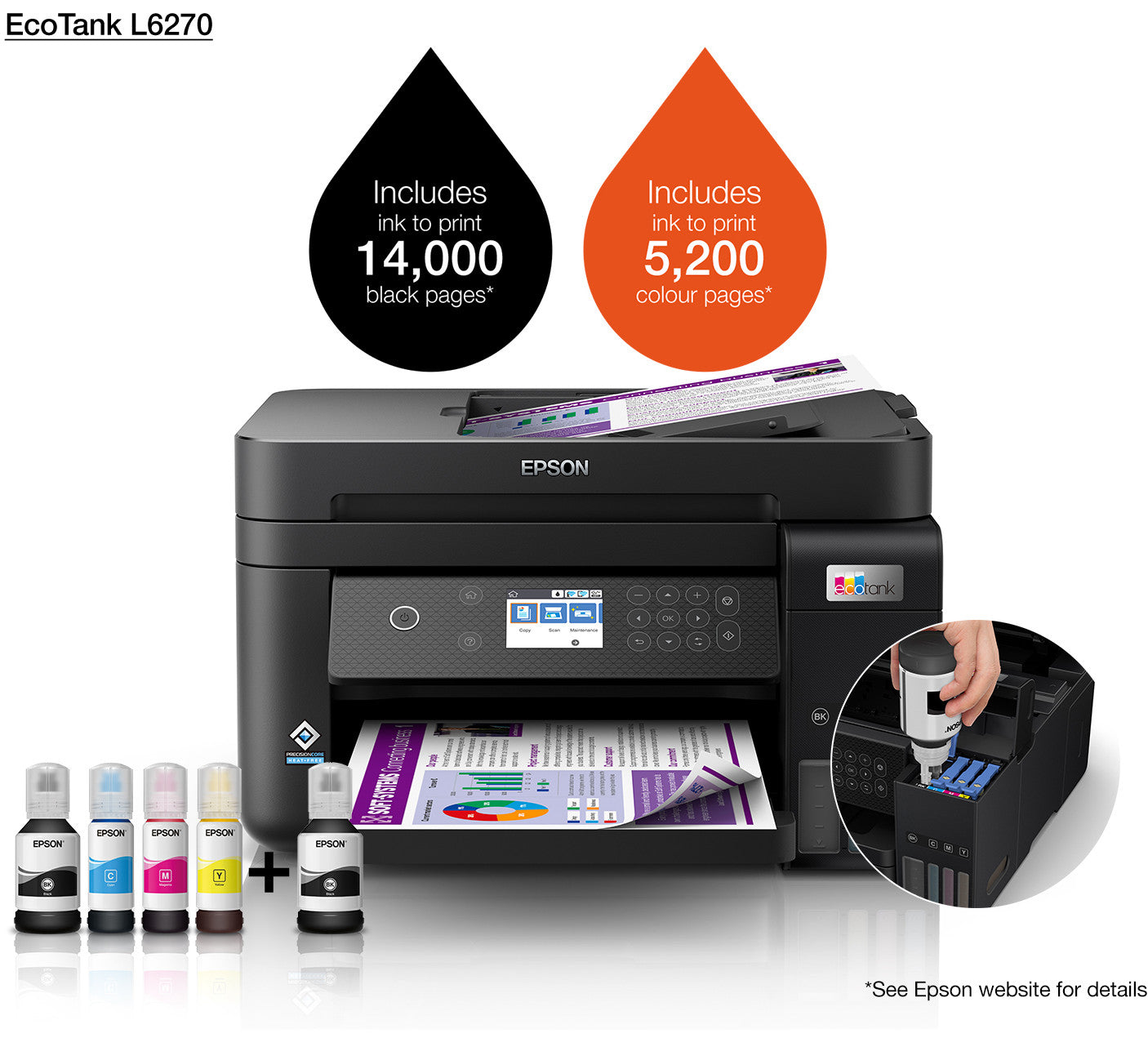 C11CJ67419 /Epson Printer A4 colour 3in1 printer with Wi-Fi  Black  L3251 INK-JET / PRINT,COPY,SCAN / 4800 DPI