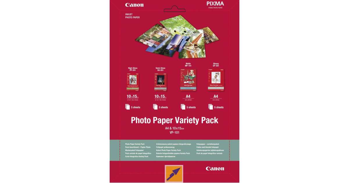 0775B079AA / CANON VP 101 PHOTO PAPER VARIETY PACK 4*6 AND A4/20 (0775B079AA) PAPER / PACK 4*6