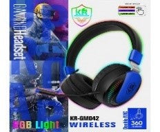 "KR-GM042/KR Gaming Headset with RGB Light,Inline volume control for simultaneous Chat & Game sound HEADPHONE / Black / Wired