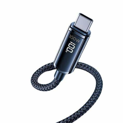 RC-128i/REMAX REMINE Series 100W Zinc Alloy Braided Data Cable with Digital Display  (type C-Lightni Cable / Black / N/A