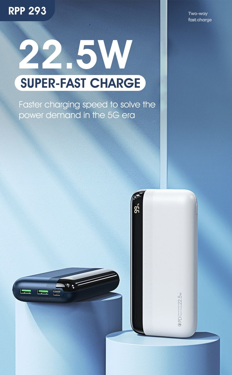 RPP-293/Power Bank 10000mAh QC 22.5W and PD 20W Power Bank / Black / N/A