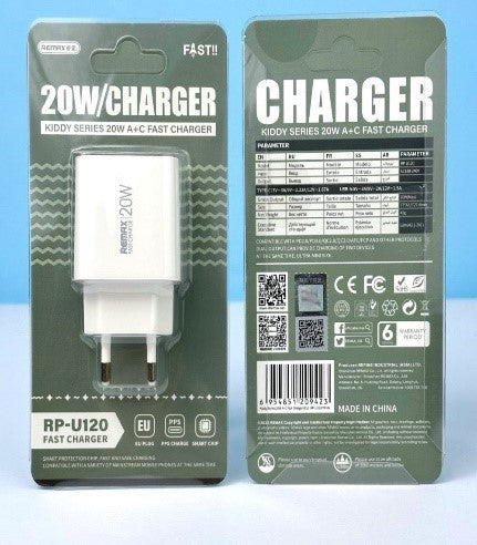 RP-U120/REMAX Kiddy Series 20W A+C Fast Charger, EU