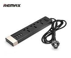 RU-S2/REMAX 3 Power Socket 4 USB / 2.0m  length/ Input Current : AC110V - 240V SOCKETS / Black