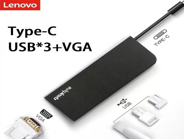 4X90W86497/LENOVO USB Type-C Laptop Docking Station 4 in 1 USB-A 3.1 Gen1*3 +VGA Type-C / Black / N/A