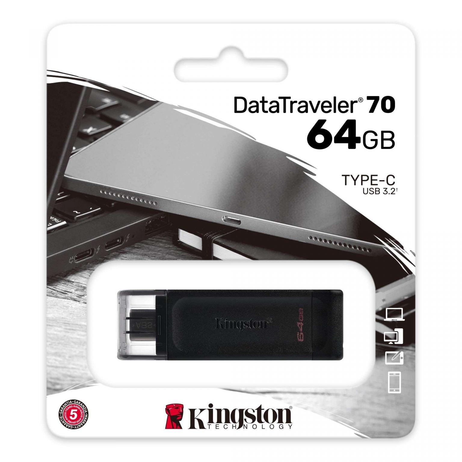 DT70/64GB/KINGSTONE 64GB USB-C 3.2 Gen 1 DataTraveler 70 USB / 64GB