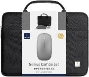 T1333-set/WIWU GENIUS COMBO SET BAG WITH MOUSE AND MOUSE PAD FOR 15.6" LAPTOP/ULTRABOOK - BLACK 15.6'
