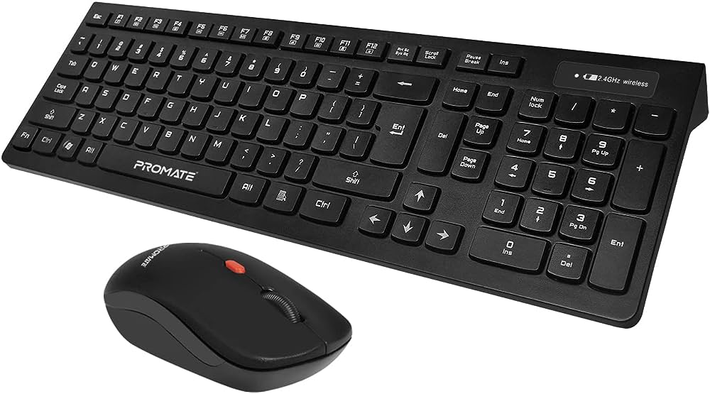 proCombo-12/PROMATE proCombo-12 Sleek Profile Full Size Wireless Keyboard & Mouse  Long Battery Life Keyboard / Black / WIRELESS