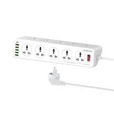 PowerMatrix-5M/Promate PowerMatrix-5M EU Power Strip with USB 16-in-1 PowerUniversal 10 AC Outlets, Universal / Black