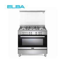 CBX 965 GFP NEW / Elba Gas Cooker Silver , 5 burners, size of oven 90*60 , Timer , full safety 90 CM / STEEL / YES
