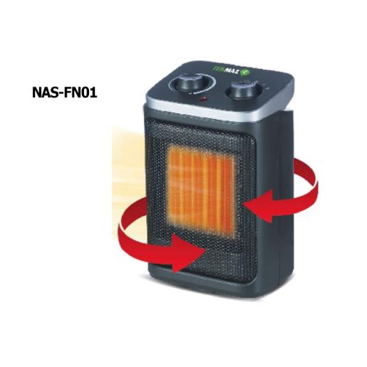 NAS-FN01/TEKMAZ CERAMIC FAN HEATER NAS-FN01 SAFETY TIP 1500W BLACK Tekmaz / Black