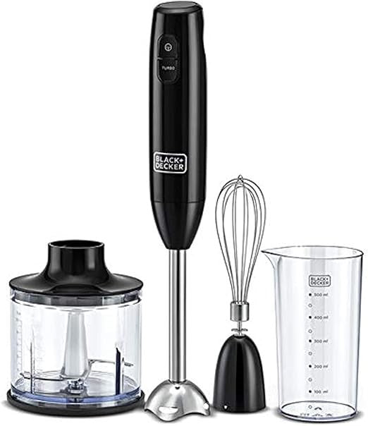 HB600-B5 / Black + Decker 3 in 1 Hand Blender with Chopper_600W Black