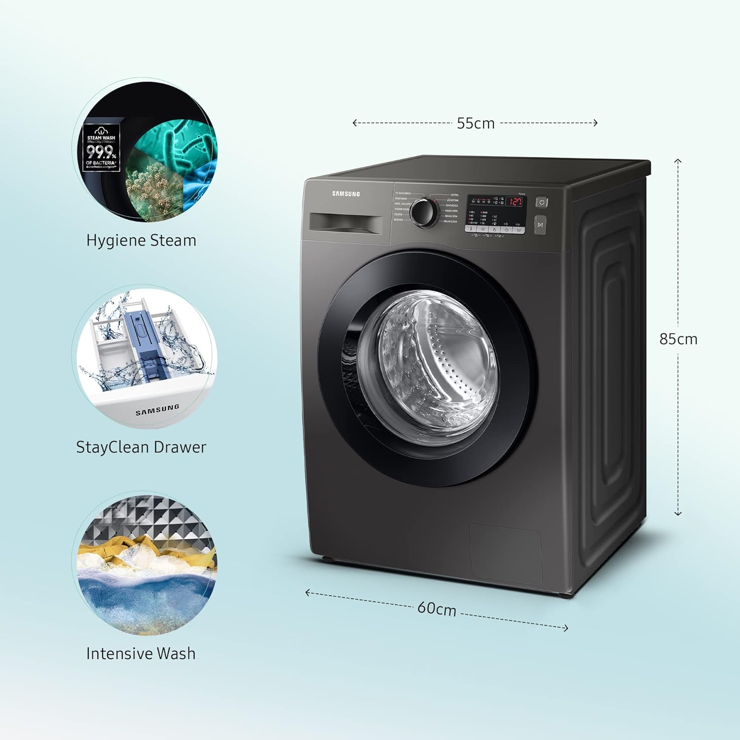 Samsung Front Loading Washer,1200 RPM,12 Programs, A+++