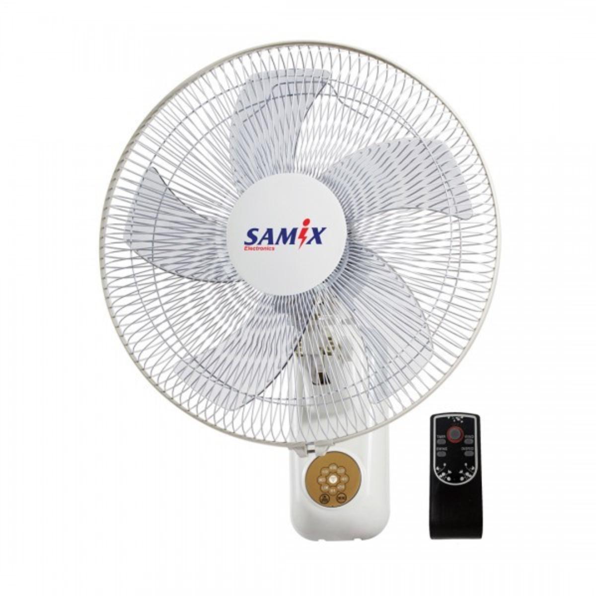 WF-1601RCA/SAMIX Wall Fan 16" 3 Speeds, 5 blades, W/ Remote Control & Timer 7.5H  2 CLRS (White+Silv WALL / 16"