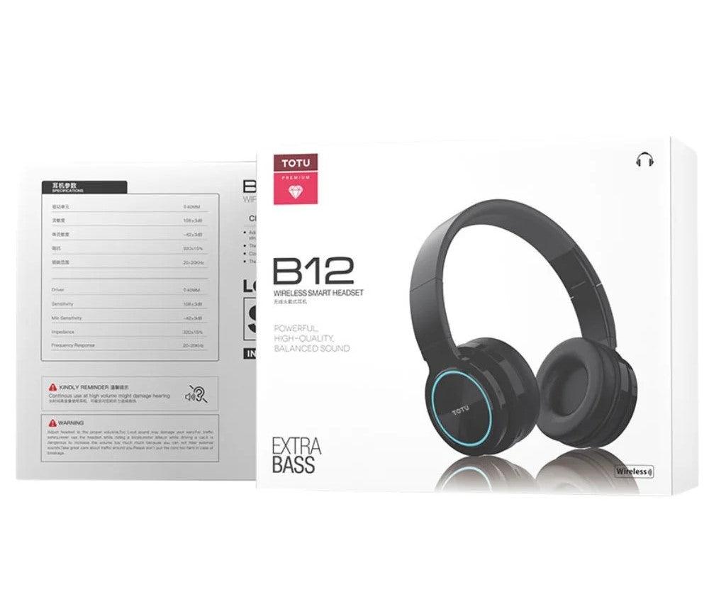 TOTU-B12-Wireless smart headsets HEADPHONE / Black / WIRELESS