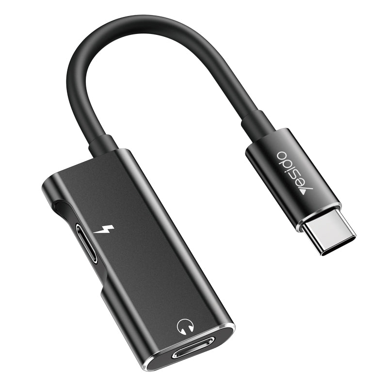 YAU-23/Yesido USB-C Fast charge +music CHARGER / Black / N/A