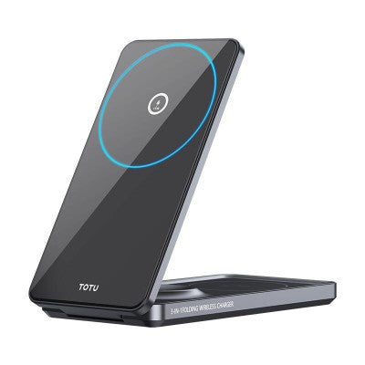 CACW-075/TOTU Mecha series-3-in-1 magnetic folding wireless charger 23W CHARGER / Black / WIRELESS