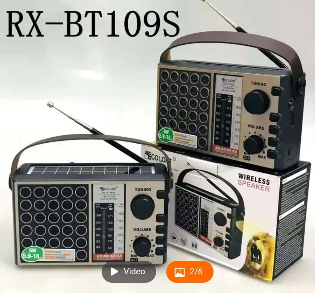 RX-BT109S/ RX-BT100S SHT Vintage Fm Am Radio Rechargeable USB/TF yes / 5 watt / black