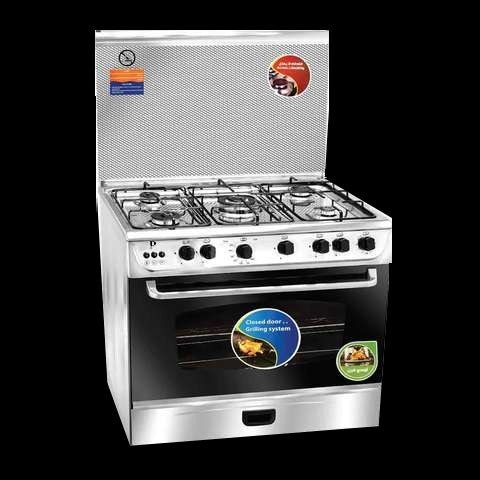 SP904 / SPTECH COOKER GAS steel Gas oven, 5 burners, stainless steel, 90cm wide rack, with fans, gla