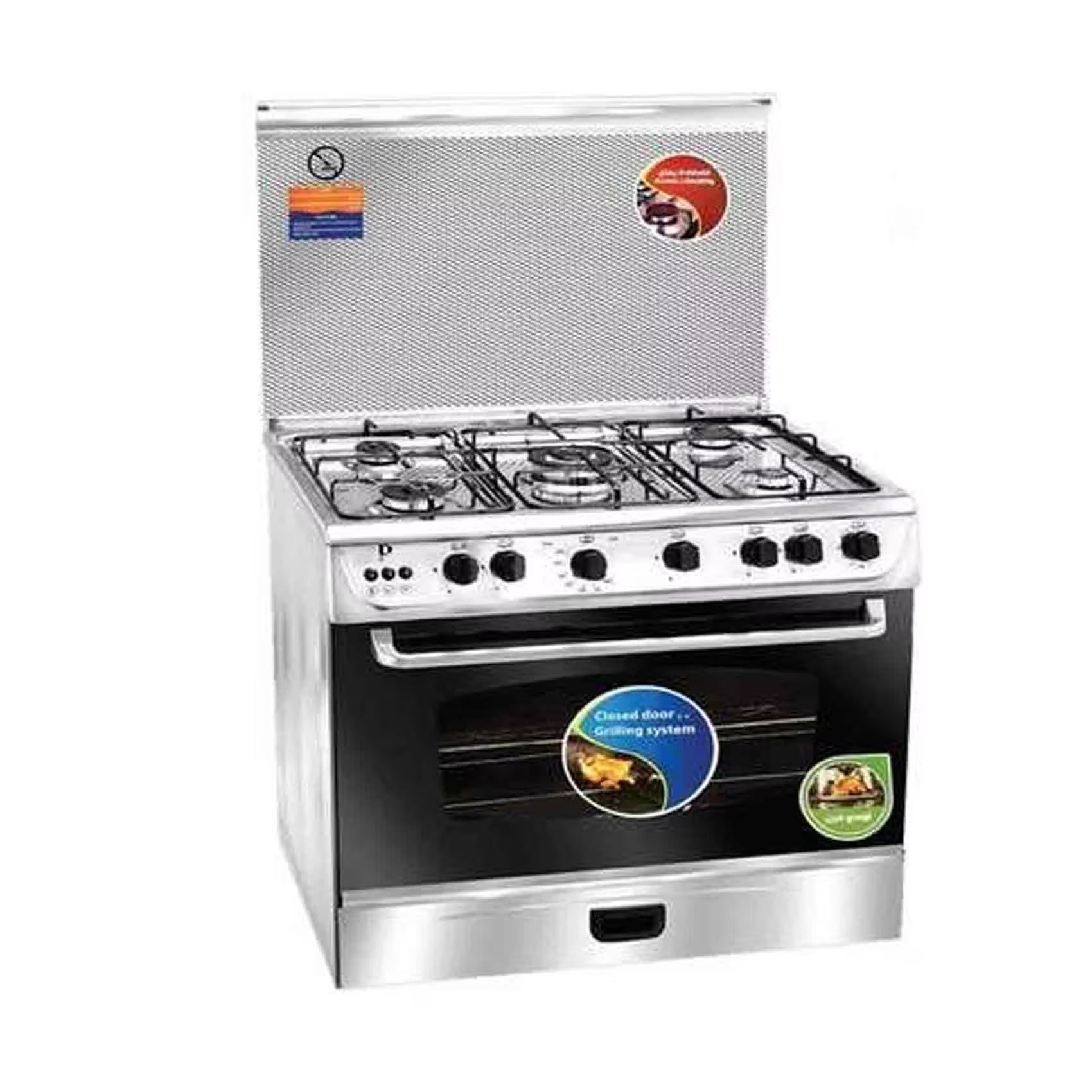 Sptech Gas Cooker Stainless Steel 90*60, With Fan, 5 Burners