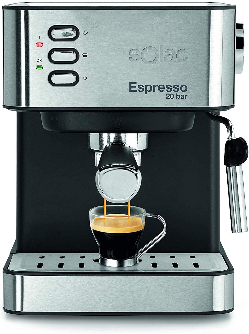 CE-4481 / Solac Eesspresso machine silver 850 watt 20 bar / self automation coffe  / 1.6L / Adjusta 1.6 L / silver
