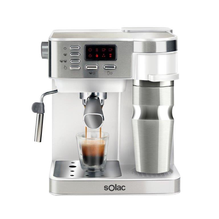 CE4497 / Solac Eesspresso machine white 850 watt 20 bar / self automation coffe  / 1.2L / Adjustable 1.6 L / white