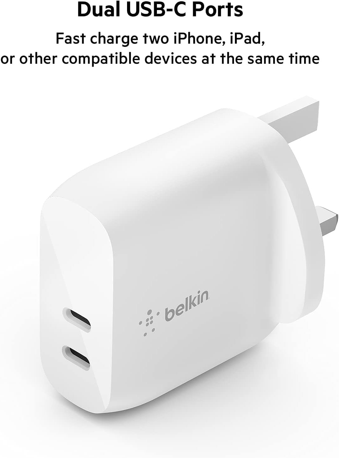 WCB006myWH /Belkin DUAL 20W USB-C WALL CHARGER  PD 40W  WHT- 745883825448 Plug / White / 20W USB-C WALL CHARGER  PD 40W