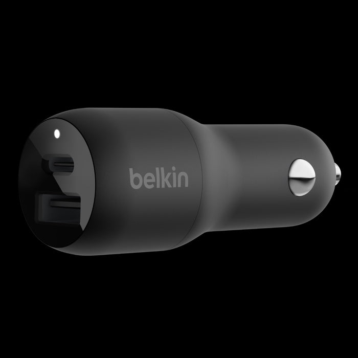 CCB004btBK / Belkin 37W Dual USB PD Car Charger, 25W USB-C & 12W USB-A Black - 745883829361 CHARGER / 25 WATTS