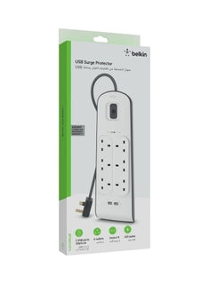 BSV604ar2M/Belkin, Charging Plug, SURGE,6OT,650J,2M, 2 USB-2.4A SHARED, White PLUGS / White / SURGE,6OT,650J,2M, 2 USB-2.4A SHARED, White