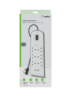 BSV604ar2M/Belkin, Charging Plug, SURGE,6OT,650J,2M, 2 USB-2.4A SHARED, White PLUGS / White / SURGE,6OT,650J,2M, 2 USB-2.4A SHARED, White