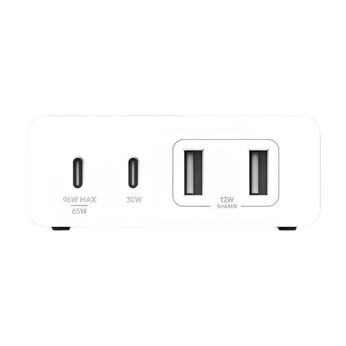 WCH010vfWH/Belkin 108W 4-Ports USB GaN Desktop Charger with Intelligent Power Sharing and 2M Cord. Cable / White / Intelligent Power Sharing and 2M Cord.