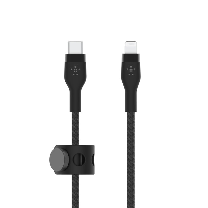 CAA011bt1MBK/Belkin CAA011bt1MBK  PRO Flex USB-C Braided Silicone Cable with Lightning Connector|Col Cable / Black / Silicone Cable with Lightning Connector|