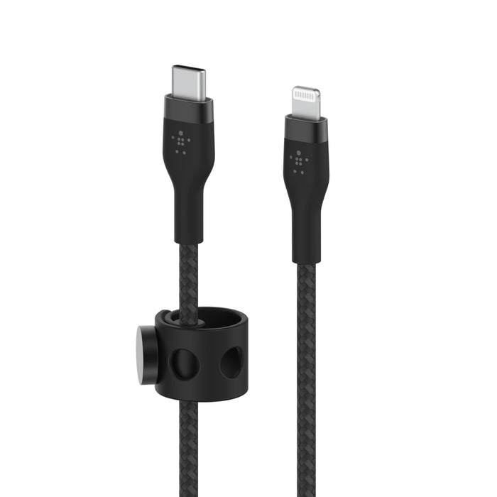 CAA011bt1MBK/Belkin CAA011bt1MBK  PRO Flex USB-C Braided Silicone Cable with Lightning Connector|Col Cable / Black / Silicone Cable with Lightning Connector|