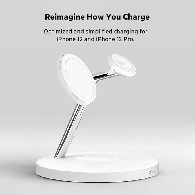 WIZ009myWH/Belkin BOOST?CHARGE™ PRO 3-in-1 15W Wireless Charger with MagSafe for Apple iPhone 13/12, Wireless Charger / White / Charger with MagSafe for Apple iPhone 13/12,