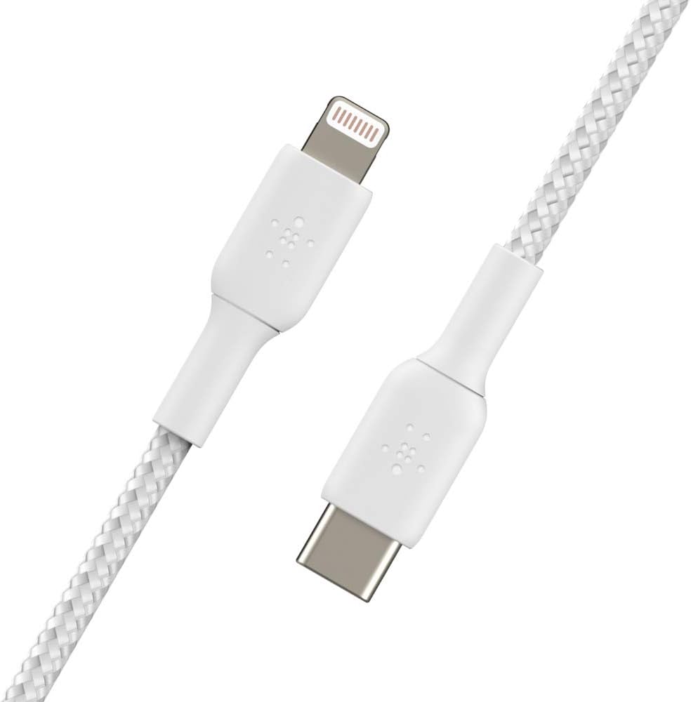 CAA004bt2MWH/Belkin BOOST CHARGE™ Lightning to USB-C Cable_Braided, 2M, White Cable / White / Lightning to USB-C Cable_Braided