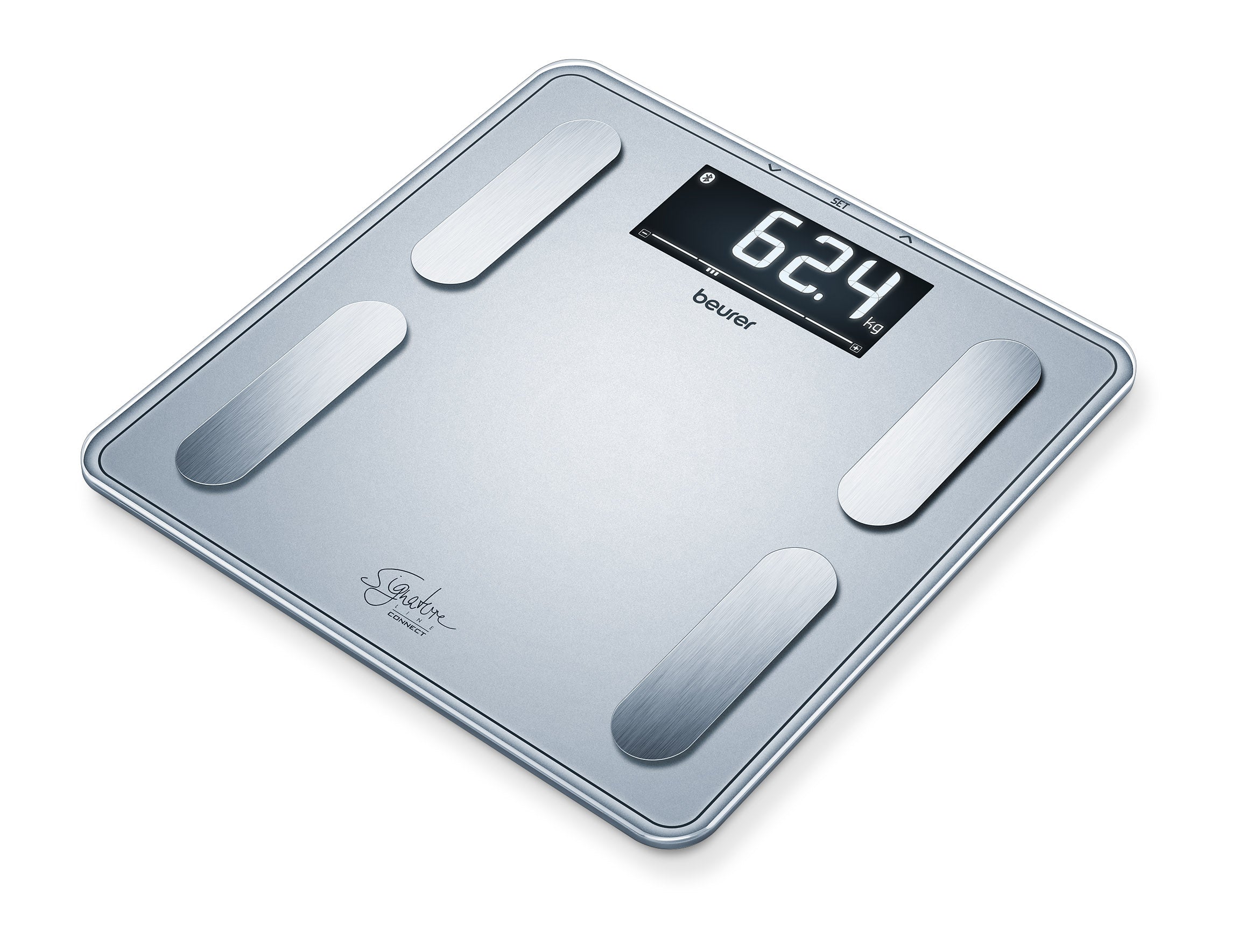 BF 405 BT / Beurer Diagonstic Bathroom Scale silver, Weighs body, fat, water, muscle percentage, bon