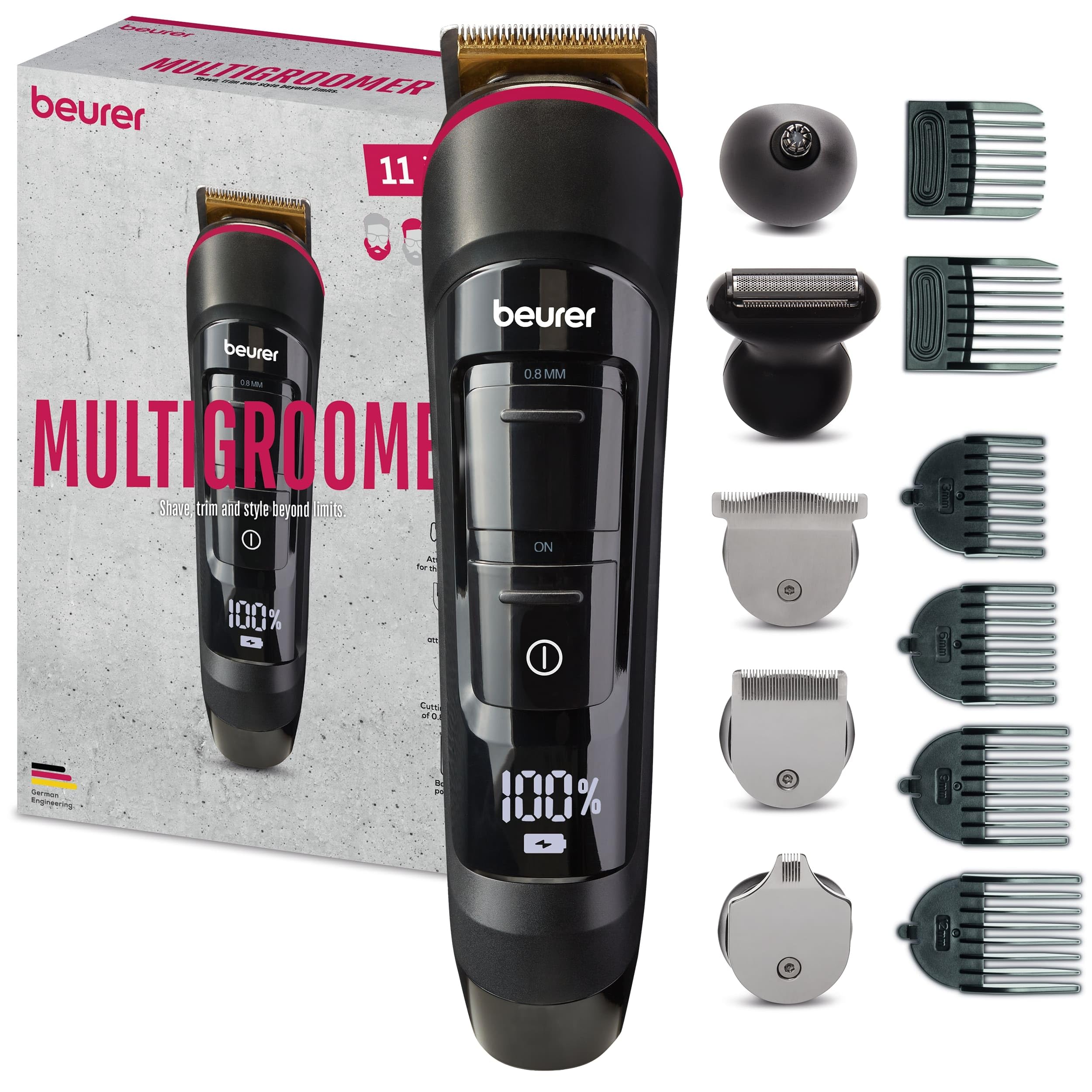 MN9X / Beurer Body groomer black, Incl. 11 attachments for trimming and shaving all body hair Waterp