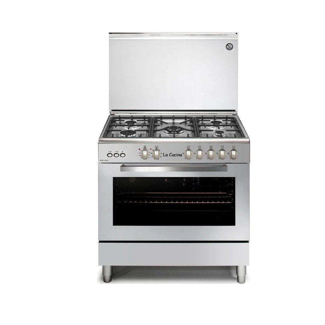 LA-6090FSGH\L/LaCucina Gas Cookers 90x60 cm / Full Safety & Cast Iron / Stainless/Fan/Made in Italy 90x