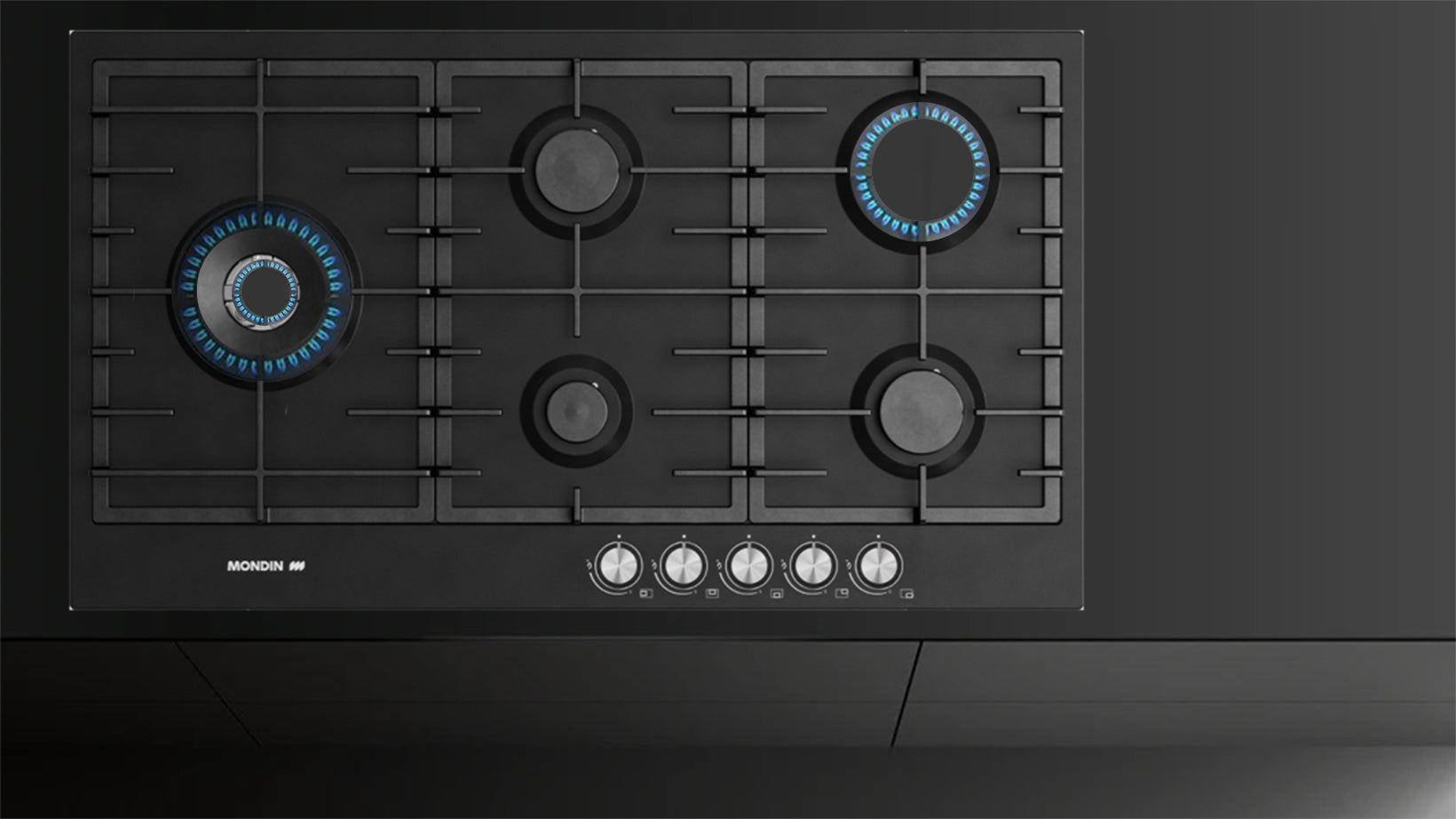 Mondin Gas Hob 90 / Cast Iron / With Safety / Black