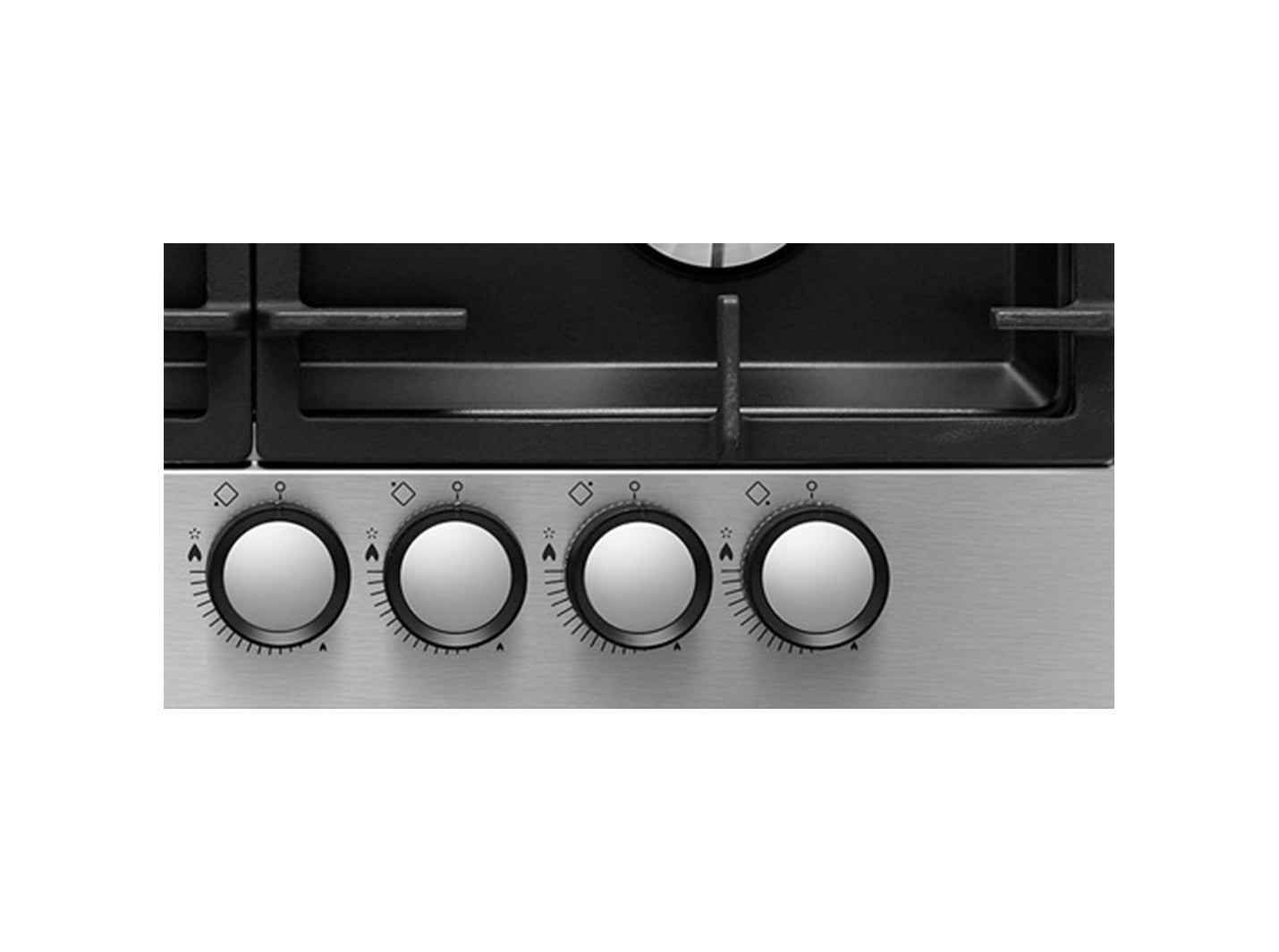 Mondin Gas Hob 60 / Cast Iron / With Safety / Stainless Steel + Black